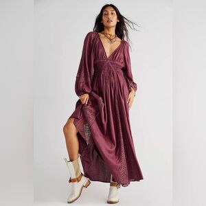 SOLD - Free People Southwest Lace Maxi Dress in Plum
